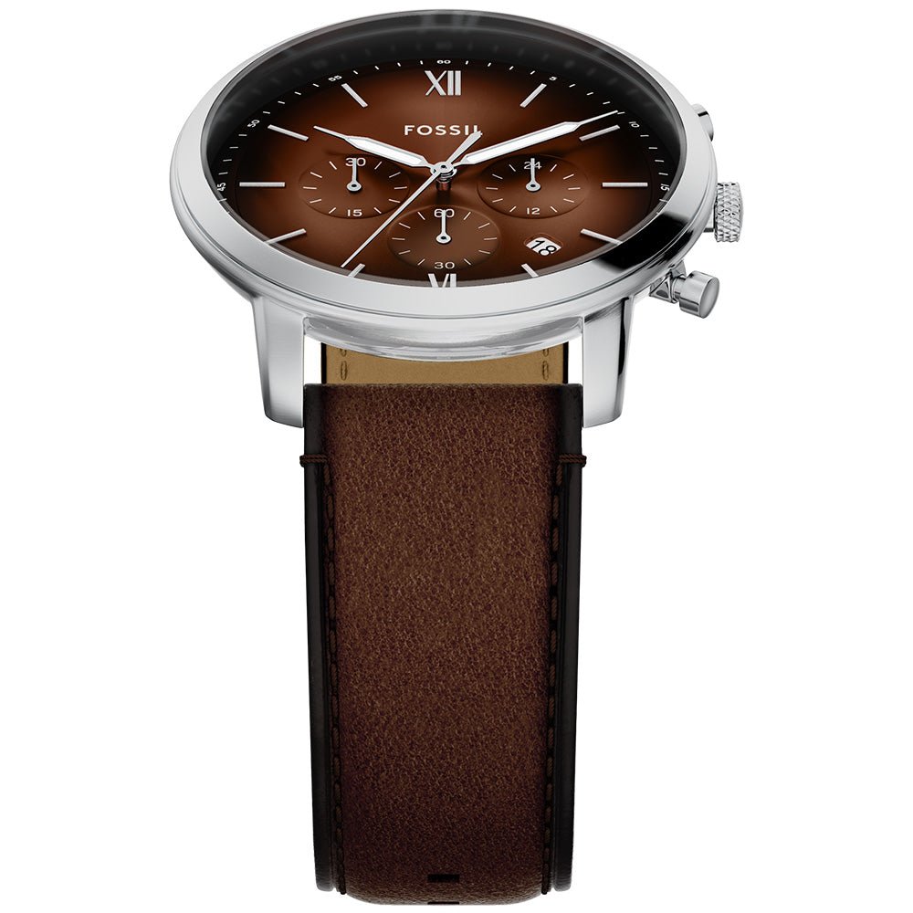 Fossil Neutra Brown Dial and Brown Leather Strap 44mm Men's Watch | FS6143 | TIME Watches