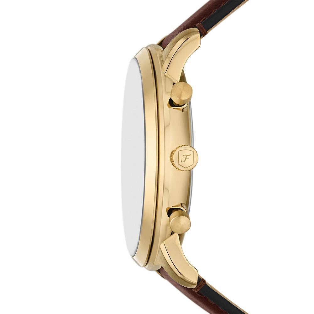 Fossil Neutra Gold Dial and Brown Leather Strap 44mm Men's Watch | FS6113 | TIME Watches