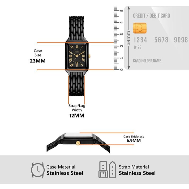 Fossil Raquel Black Stainless Steel Women's Watch | ES5385 | Time Watch Specialists