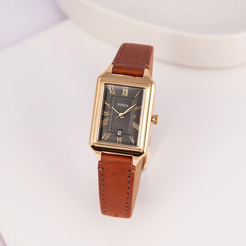 Fossil Raquel Gray Dial and Brown Leather Strap 23mm Women's Watch | ES5303 | TIME Watches