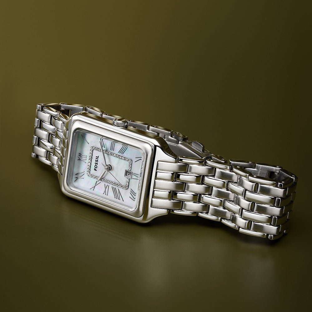 Fossil Raquel White Mother Of Pearl Dial and Steel Bracelet 26mm Women's Watch | ES5306 | TIME Watches