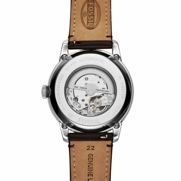 Fossil Townsman Silver/Steel Round Leather Men's Watch | ME3110