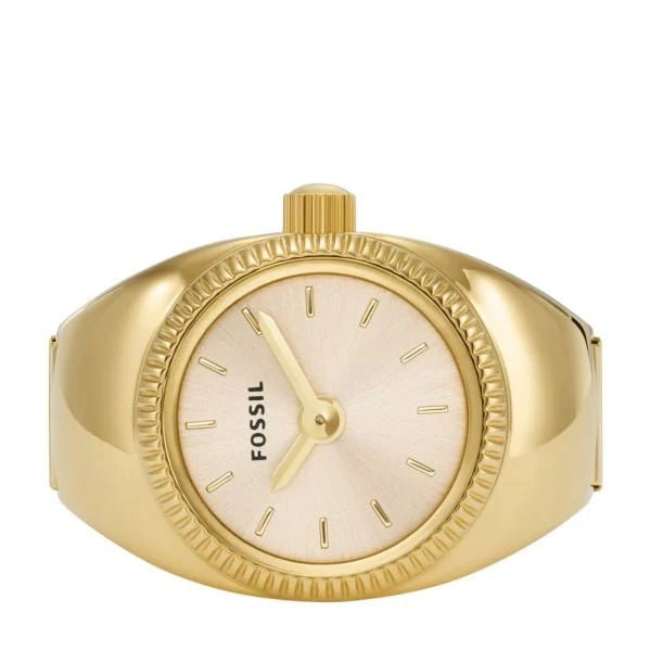 Fossil Two-Hand Gold-Tone Stainless Steel Women's Ring Watch | ES5246 | Time Watch Specialists