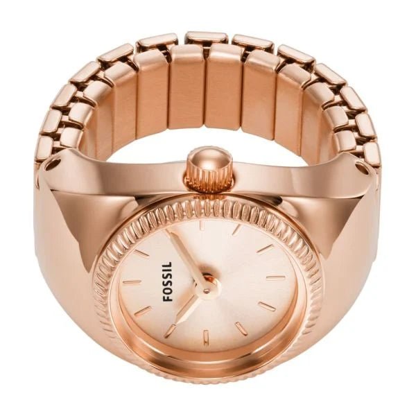 Fossil Two-Hand Rose Gold-Tone Stainless Steel Women's Ring Watch | ES5247 | Time Watch Specialists