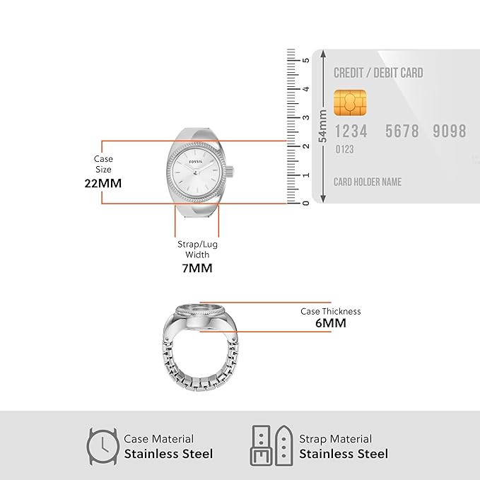 Fossil Two-Hand Stainless Steel Women's Ring Watch | ES5245 | Time Watch Specialists