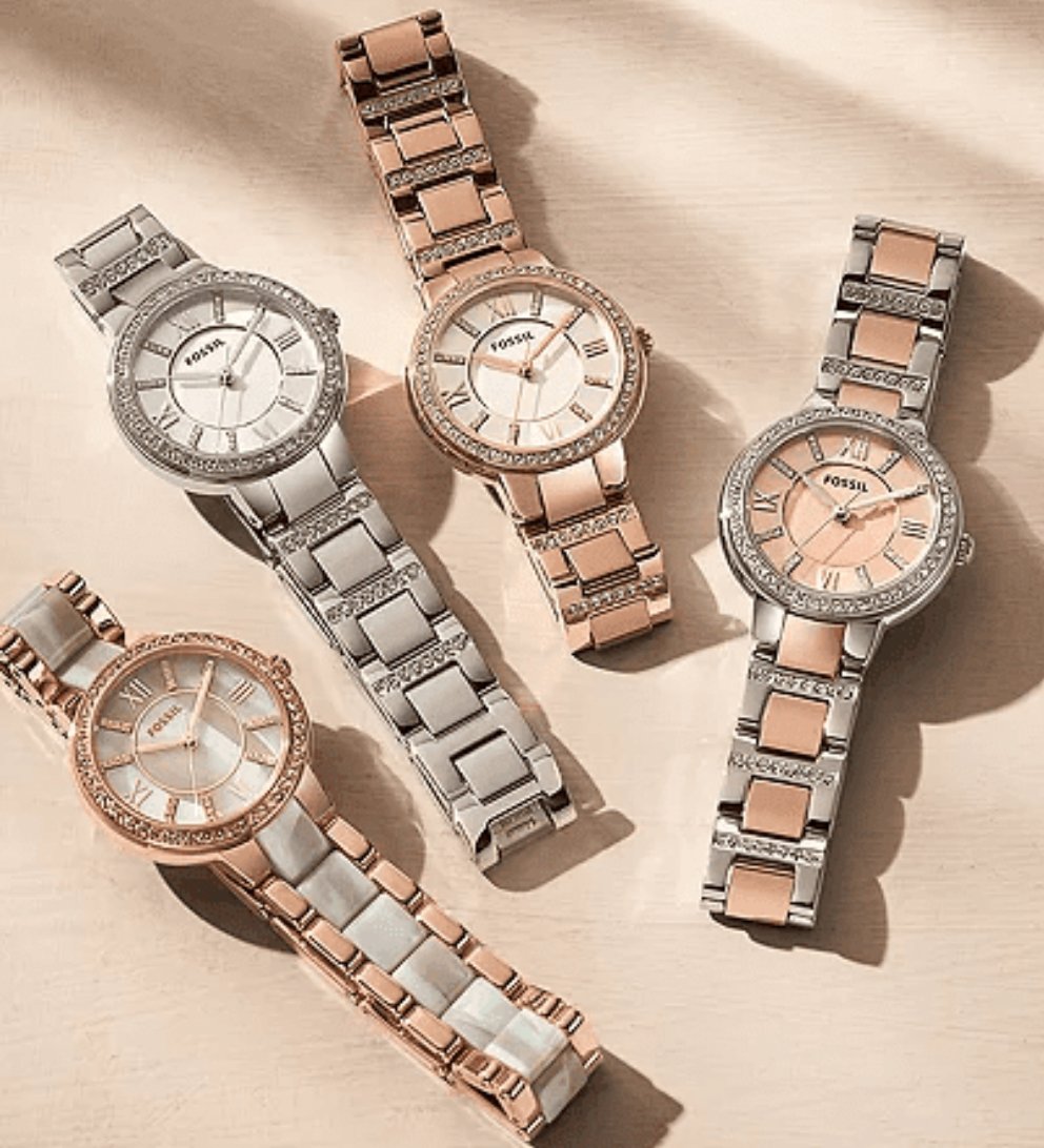 Fossil Virginia Two Tone Silver/Rose Gold Watch | ES3405 | Time Watch Specialists