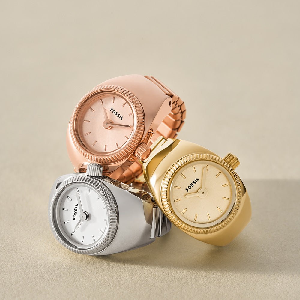 Fossil Watch Ring Rose Gold Dial and Rose Gold Steel Bracelet 15mm Women's Watch | ES5247 | TIME Watches