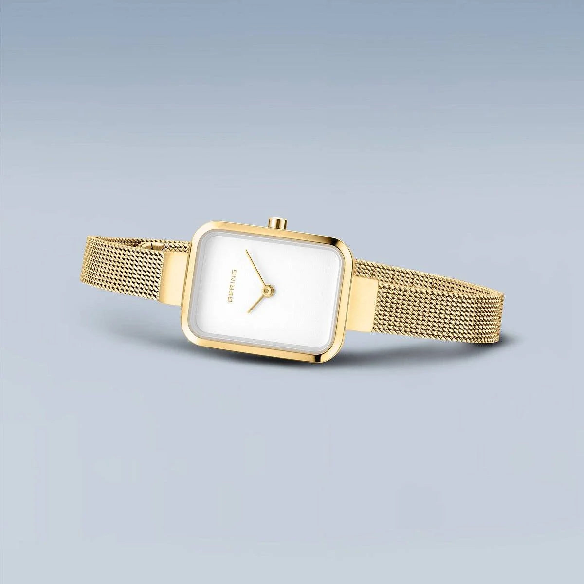 Bering White Rectangular Dial Gold Brushed Women's Watch | 14520-334