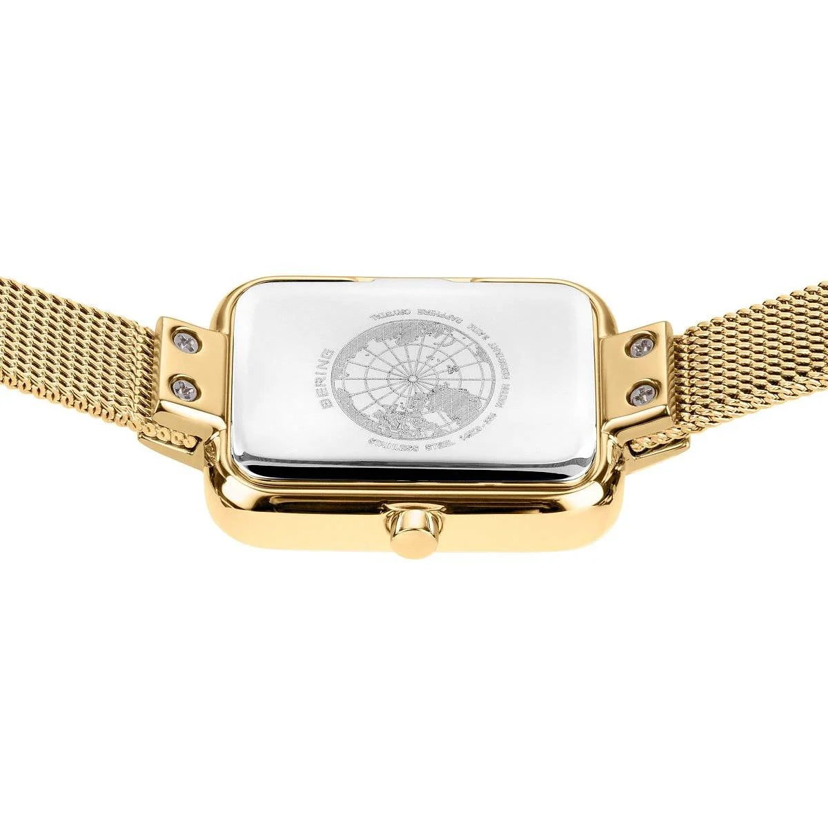 Bering White Rectangular Dial Gold Brushed Women's Watch | 14520-334