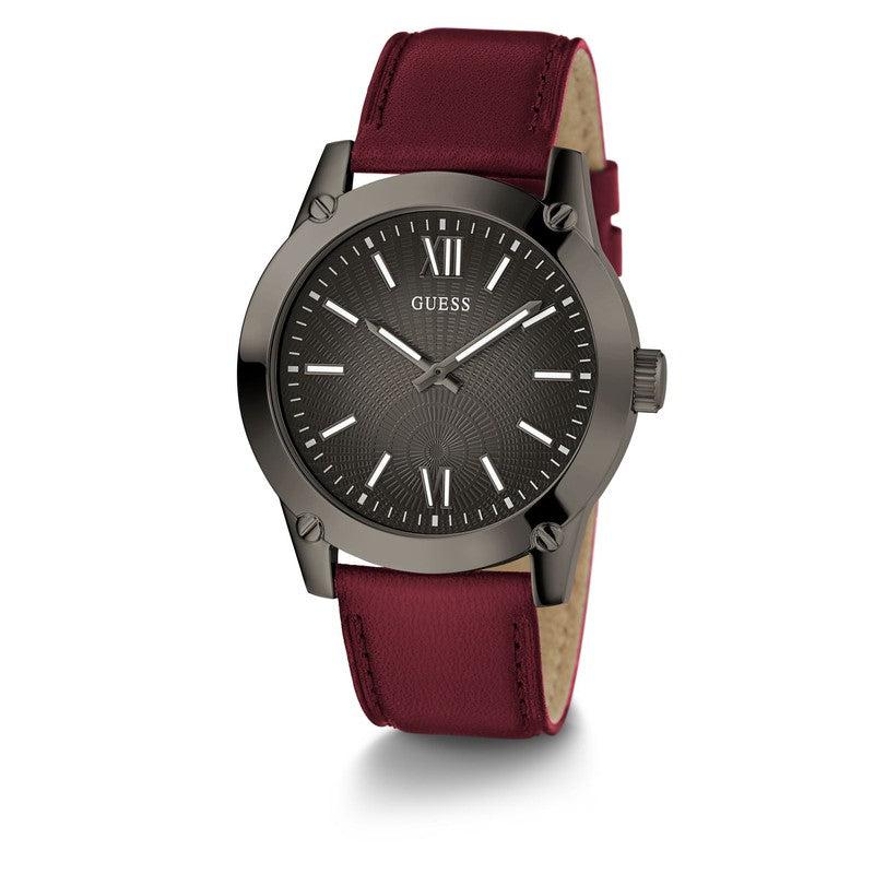 Guess Burgundy Gunmetal Analog Men's Watch | GW0628G4 | Time Watch Specialists