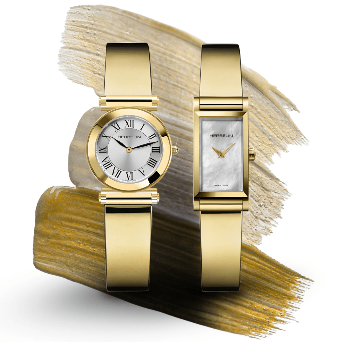 HERBELIN Antarès Round Case Gold With Silver and Roman Numeral Dial Women's Watch | H17443P01 | TIME Watches