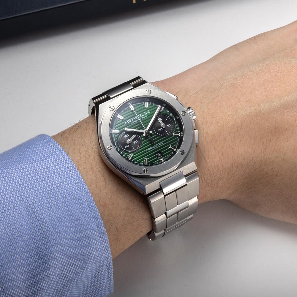 HERBELIN Cap Camarat Chronograph Steel and Green 42mm Men's Watch | 245B46 | TIME Watches