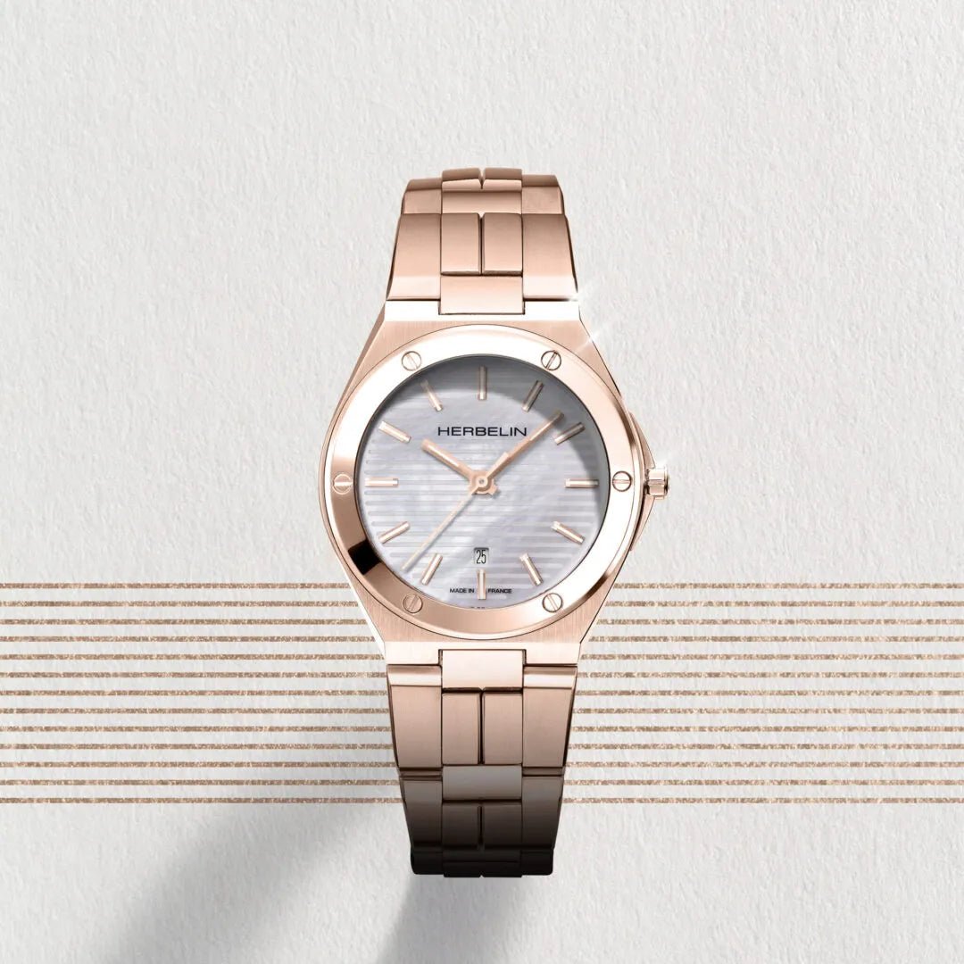 HERBELIN Cap Camarat Quartz Rose Gold and Mother of Pearl 33mm Women's Watch | 14545BPR19 | TIME Watches