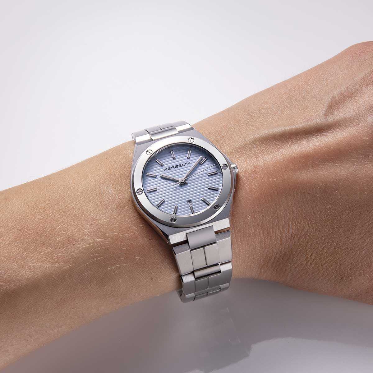 HERBELIN Cap Camarat Quartz Steel and Arctic Blue 33mm Women's Watch | 14545B25 | TIME Watches