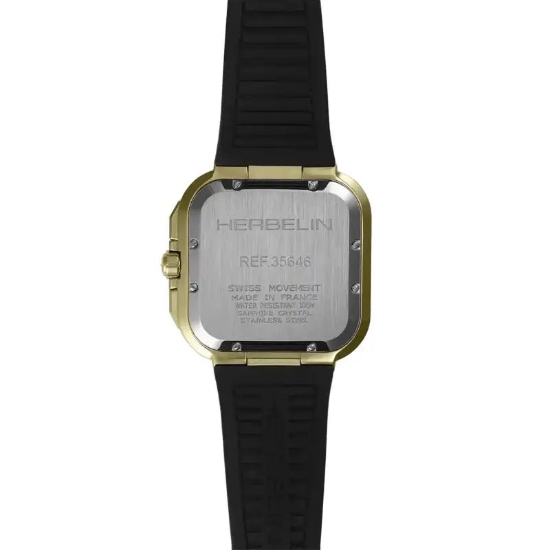 HERBELIN Cap Camarat Quartz Yellow Gold Steel and Black Fkm 40mm Men's Watch | 35646P1N14CA | TIME Watches
