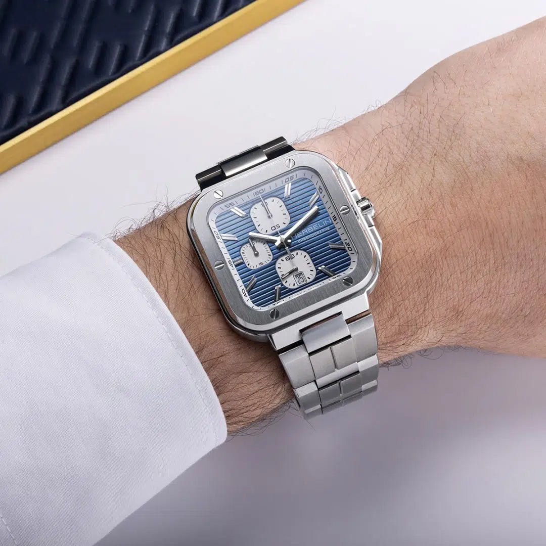 HERBELIN Cap Camarat Square Chronograph Blue Steel 40mm Men's Watch | 35646B25 | TIME Watches