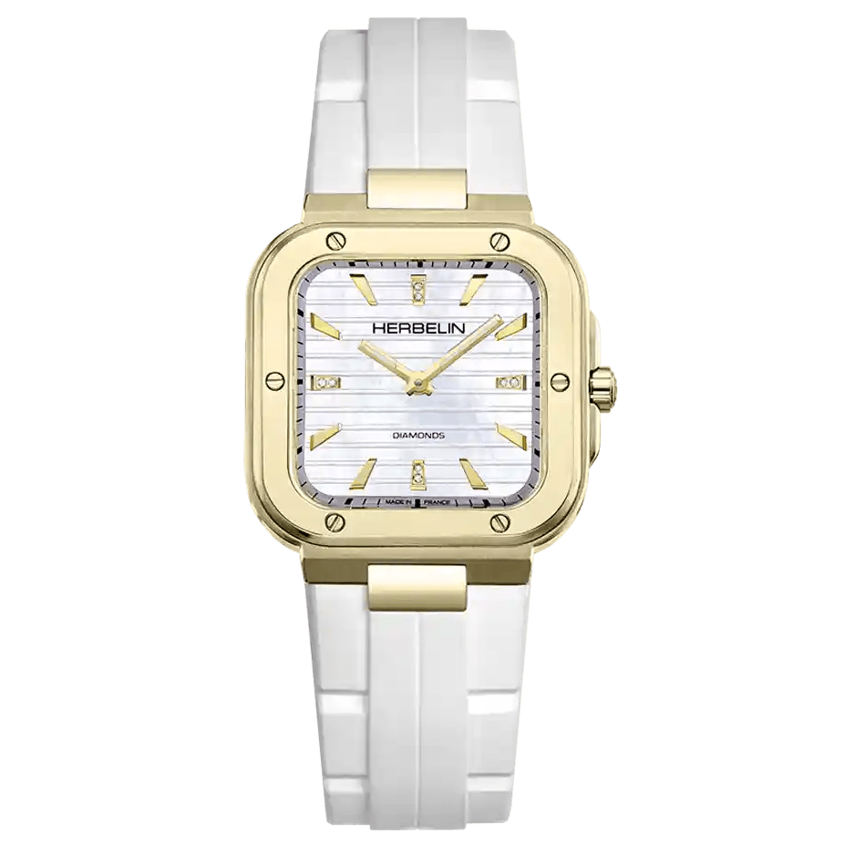 HERBELIN Cap Camarat Square Dame Mother of Pearl and Diamonds 30mm Women's Watch | 17546P1N89CW | TIME Watches
