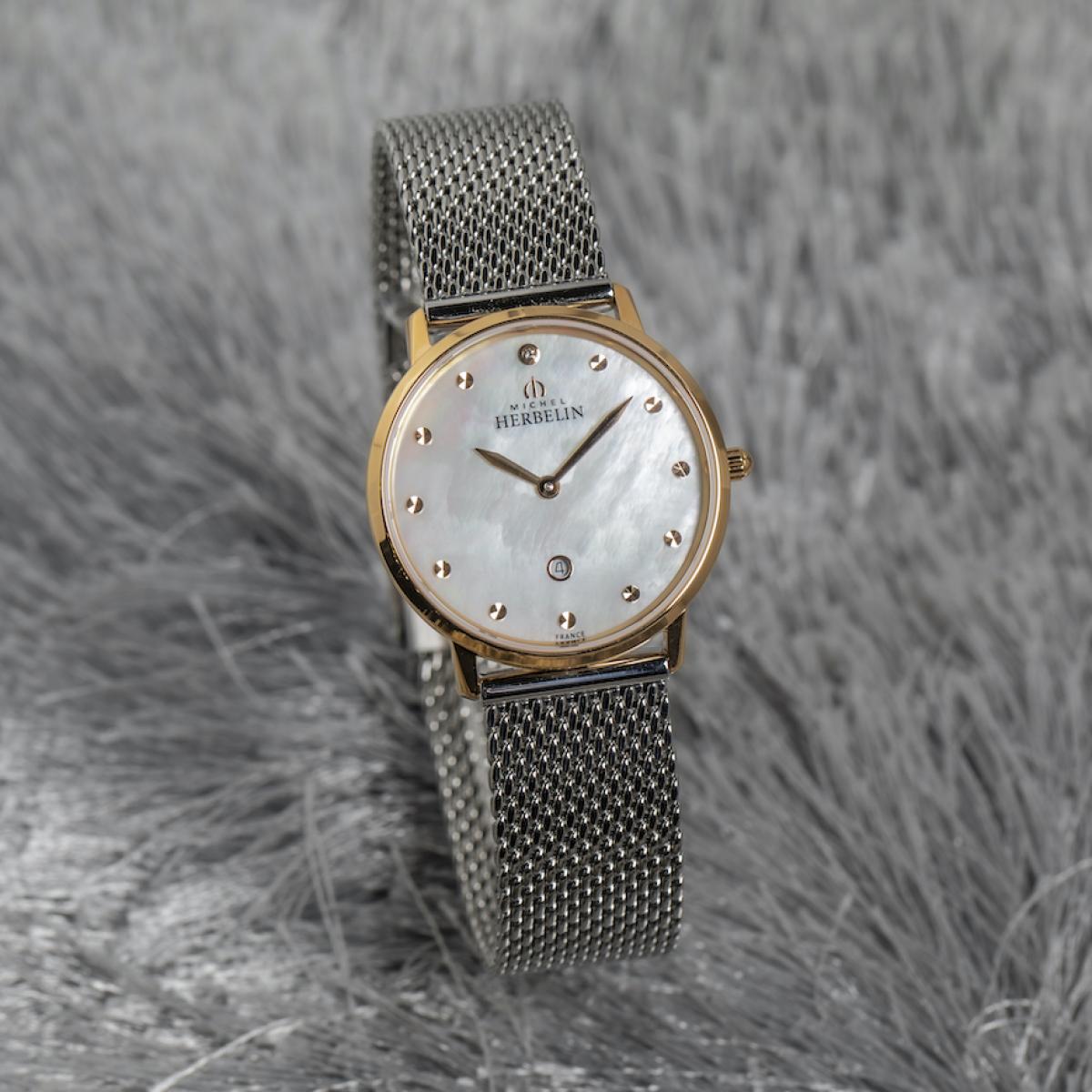 HERBELIN City Quartz Milanese Mesh Mother of Pearl Dial 30mm Women's Watch | 16915/PR59B | TIME Watches
