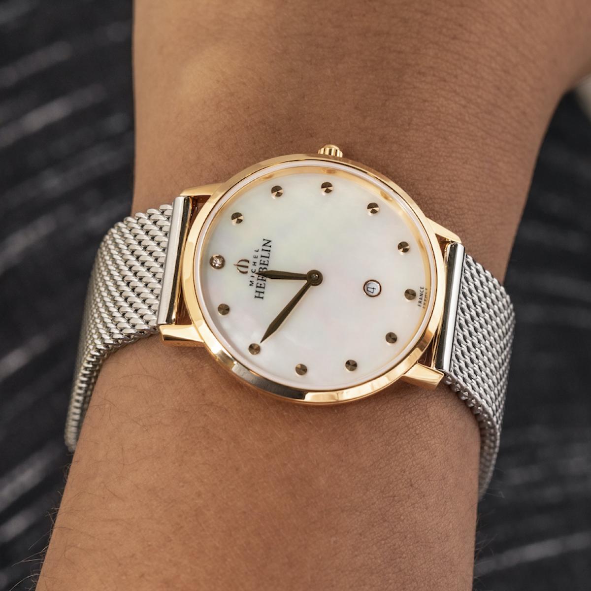 HERBELIN City Quartz Milanese Mesh Mother of Pearl Dial 30mm Women's Watch | 16915/PR59B | TIME Watches