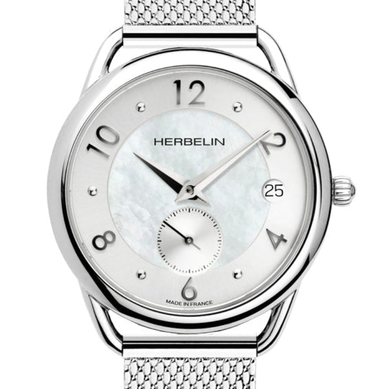 HERBELIN Equinoxe Round Quartz Steel and Mother of Pearl 34mm Women's Watch | 18397/29B | TIME Watches