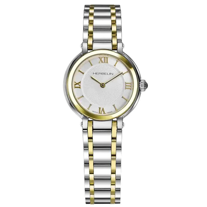 Herbelin Galet Silver Sunray Dial Gold PVD Stainless Steel Women’s Watch | 17430BT28