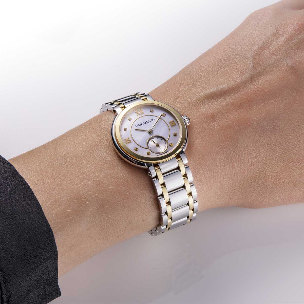 HERBELIN Galet Small Seconds Rose Gold and Mother of Pearl 32mm Women's Watch | 10630BTR89 | TIME Watches