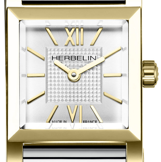 Herbelin Antares Silver Guilloche Dial Gold PVD Interchangeable Women’s Watch | H17144P08