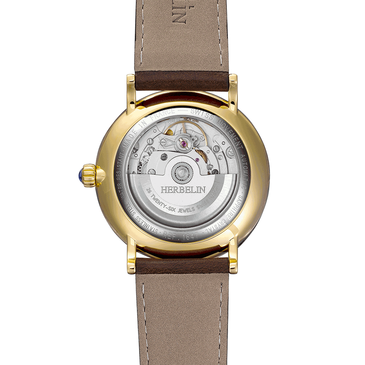 HERBELIN Inspiration Automatic Green and Brown Leather 40mm Unisex Watch | 1647/P16BR | TIME Watches