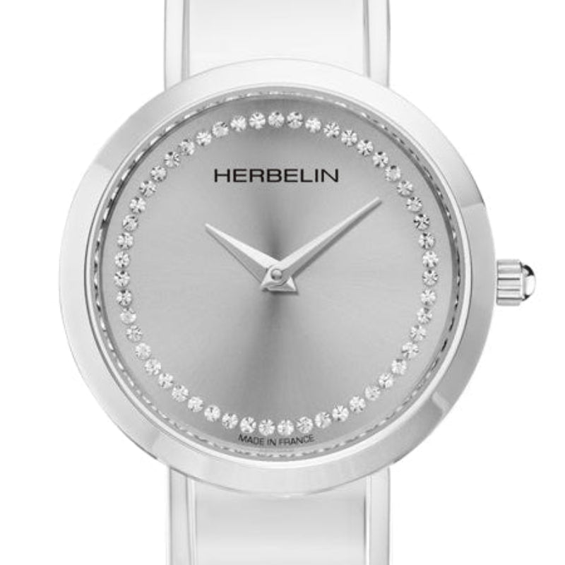 HERBELIN M - band Round Quartz Steel and Silver Spinel 28mm Women's Watch | 17056/B62 | TIME Watches