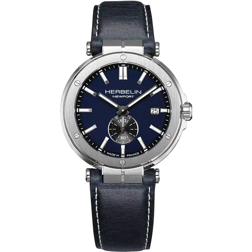 HERBELIN Newport Blue and Blue Leather 45mm Men's Watch | 18389A45 | TIME Watches