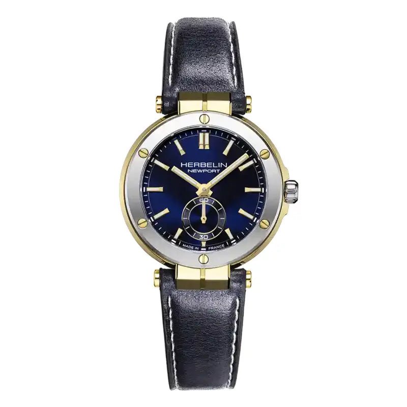 HERBELIN Newport Chronograph Steel / Blue Leather 35mm Women's Watch | 18289T1N35 | TIME Watches