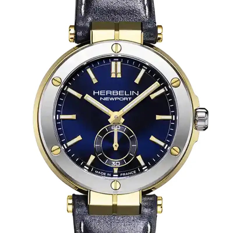 HERBELIN Newport Chronograph Steel / Blue Leather 35mm Women's Watch | 18289T1N35 | TIME Watches