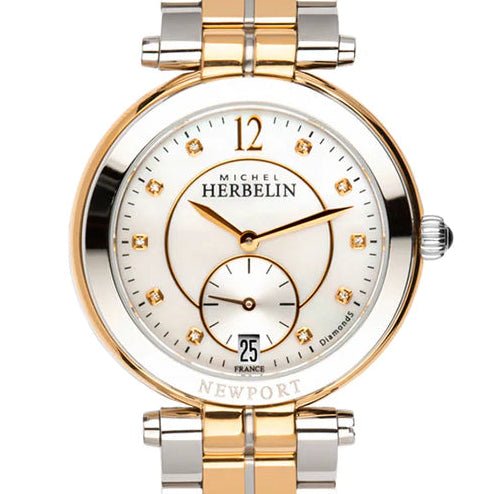 HERBELIN Newport Classics Diamond Mother of Pearl 34mm Women's Watch | 18384/BTR89 | TIME Watches