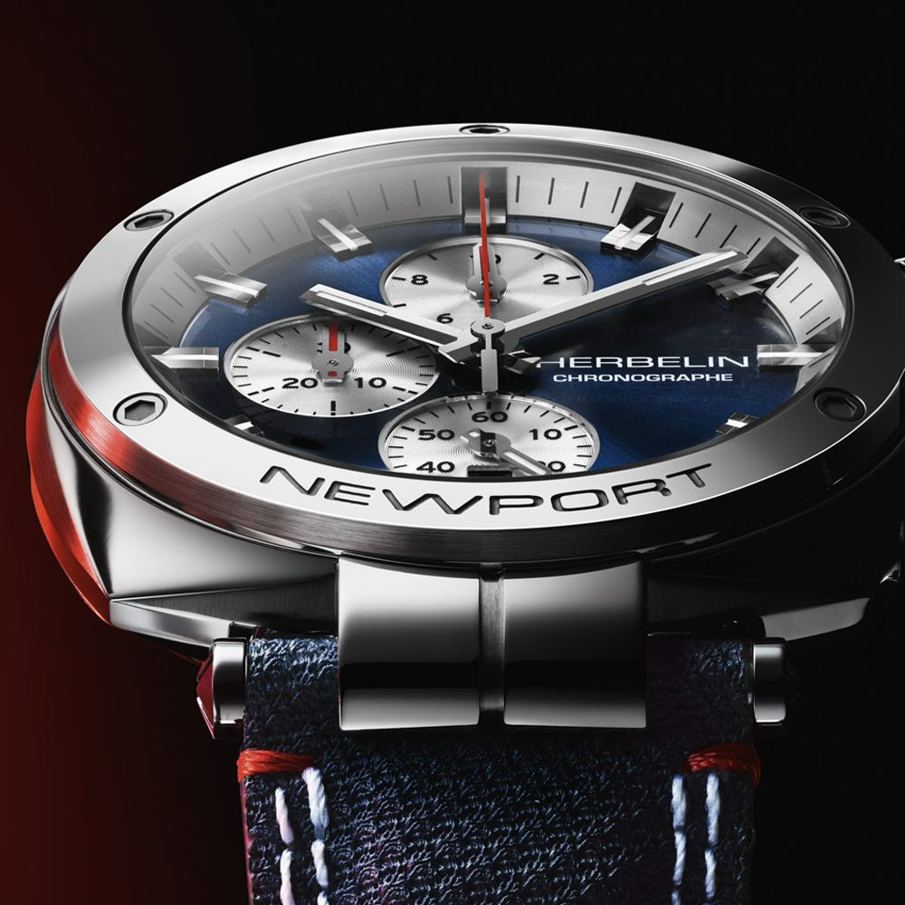 HERBELIN Newport Heritage Chronograph Steel and Textile 42mm Men's Watch | 35664AP25X | TIME Watches