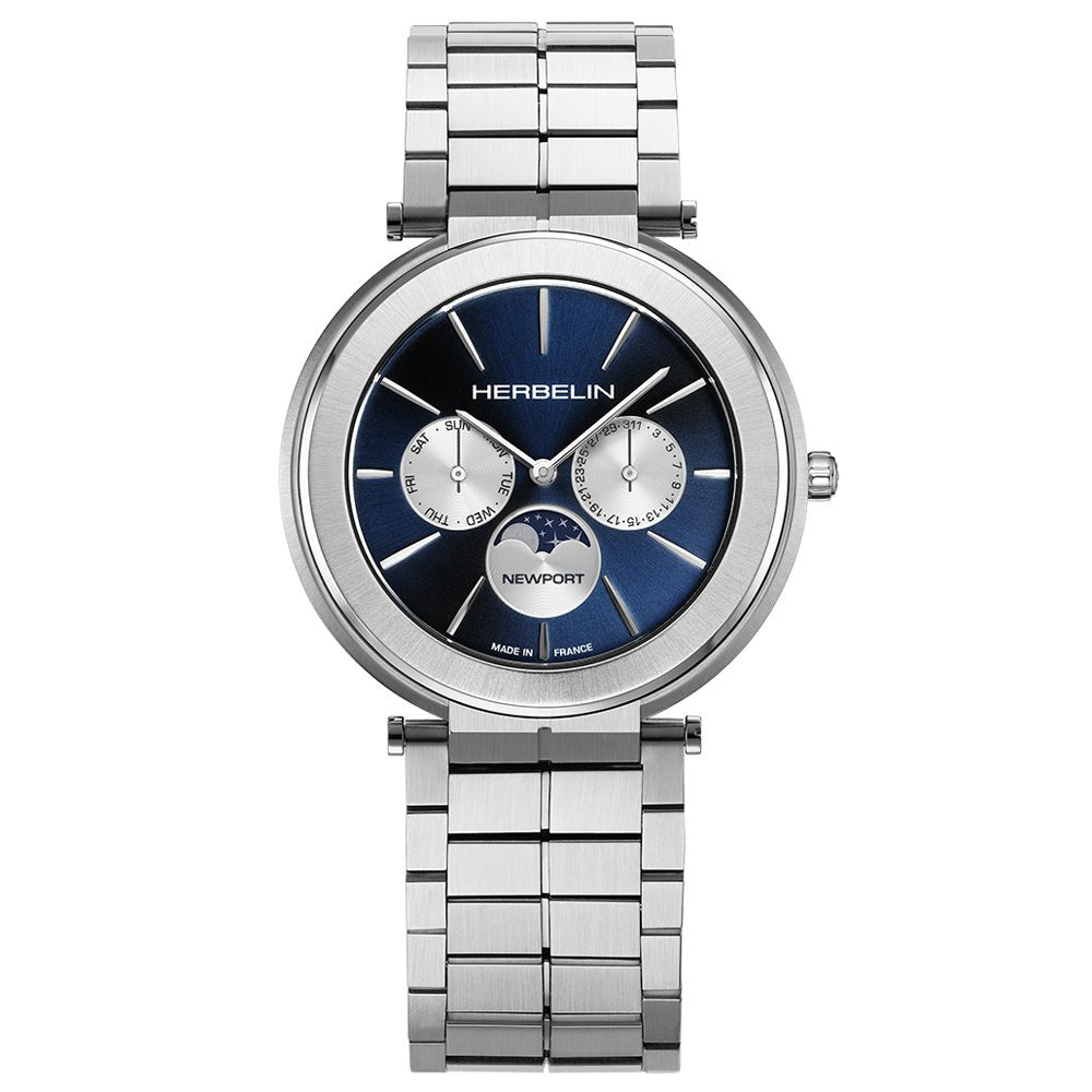 HERBELIN Newport Slim Moon Phase Steel 42mm Men's Watch | 12722B25 | TIME Watches