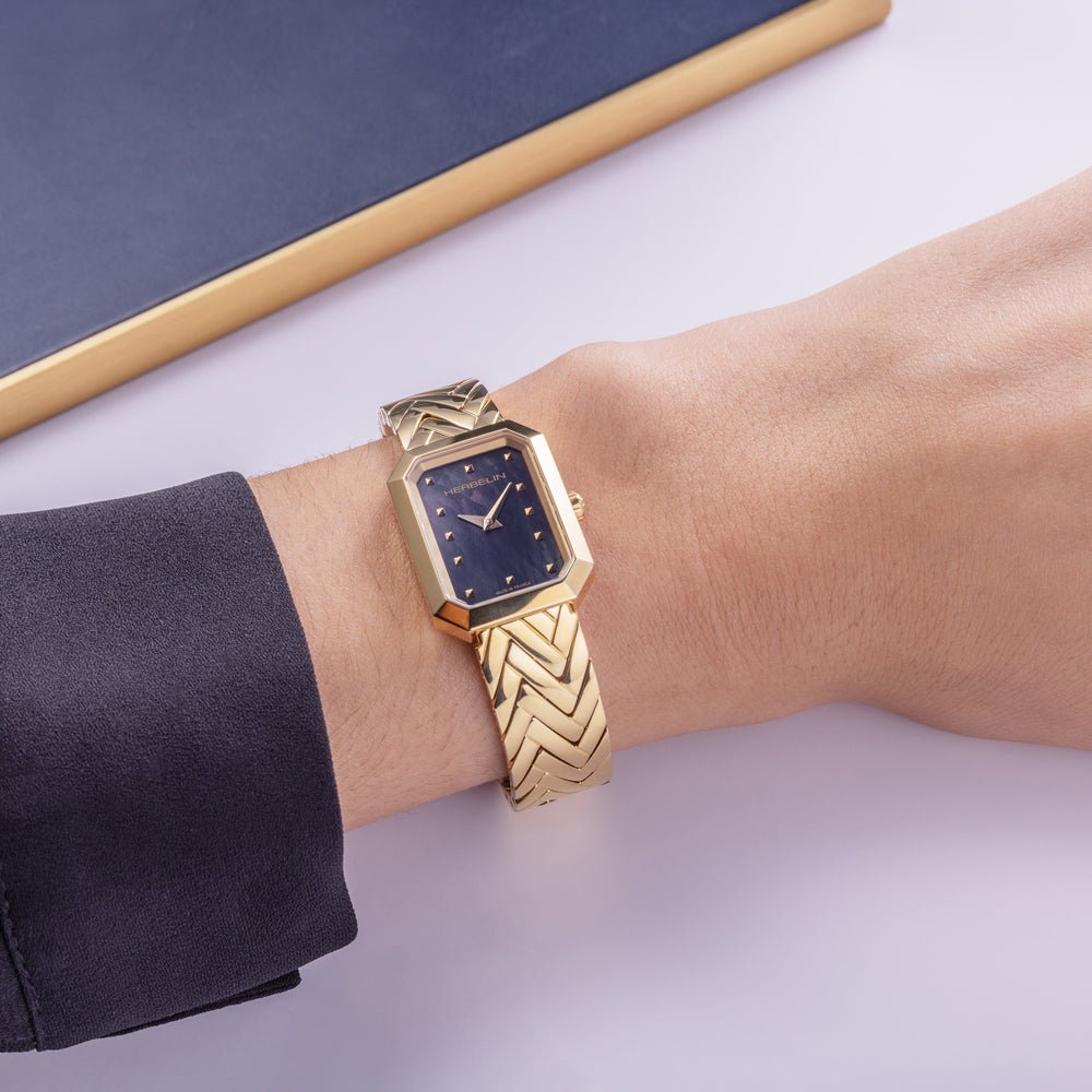 HERBELIN Octagon Chevrons Gold and Black Mother of Pearl 26mm Women's Watch | 17446BP49 | TIME Watches