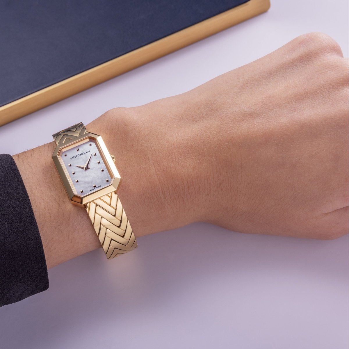 HERBELIN Octagon Chevrons Gold and Mother of Pearl 26mm Women's Watch | 17446BP19 | TIME Watches