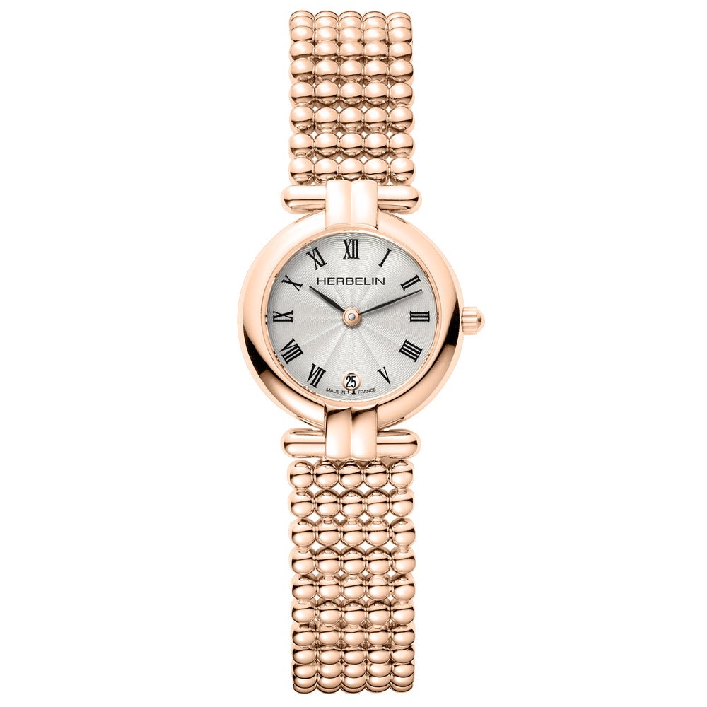 HERBELIN Perles Quartz Rose Gold / Beaded Bracelet 24mm Women's Watch | 16873BPR08 | TIME Watches