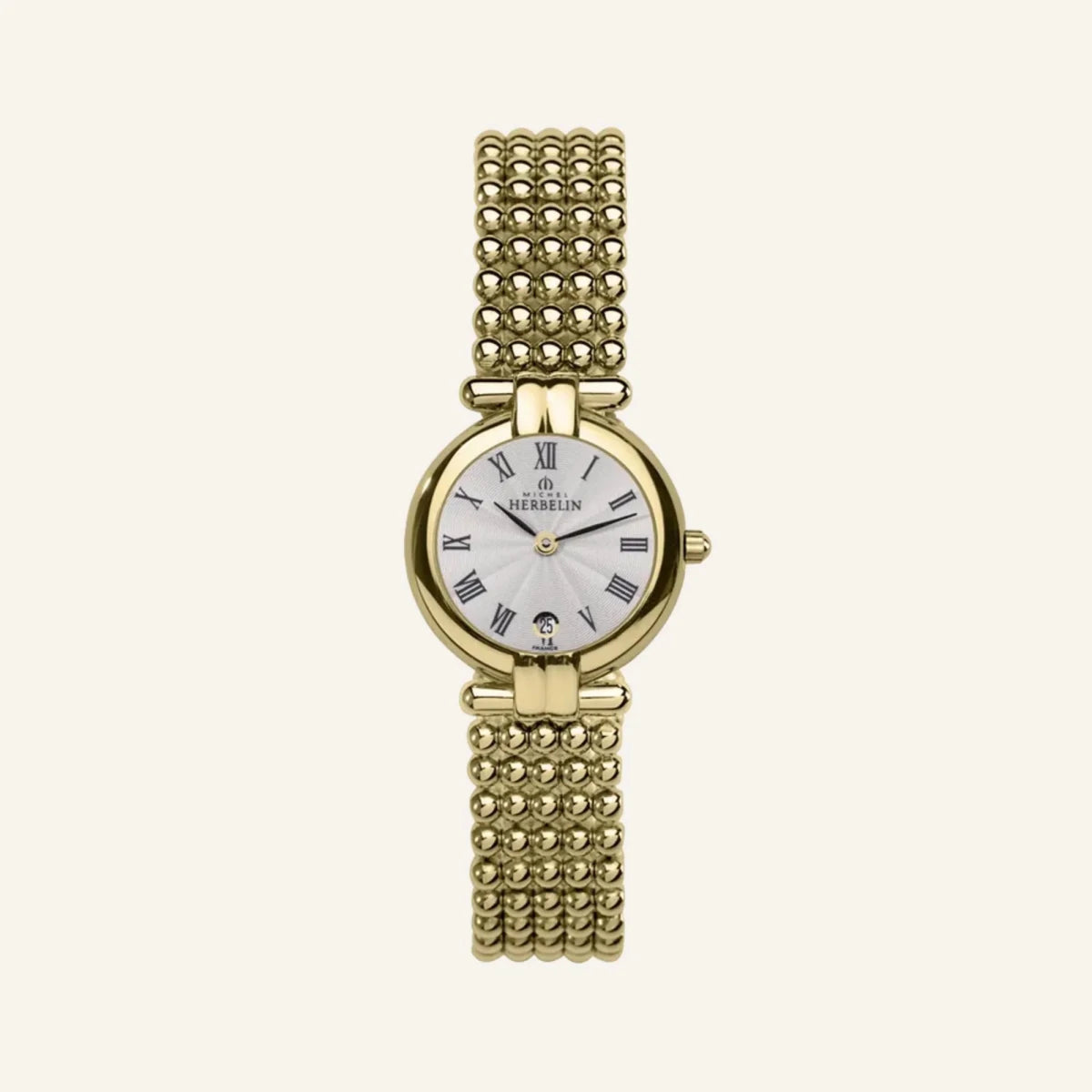 HERBELIN Perles Quartz Yellow Gold / Beaded Bracelet 24mm Women's Watch | 16873BP08 | TIME Watches