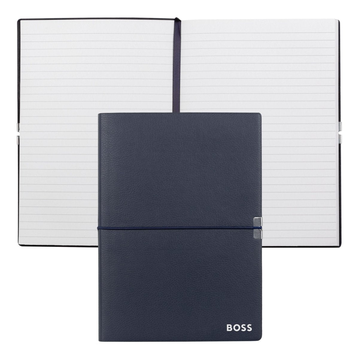 HUGO BOSS Elegance Navy Lined A5 Notebook | HNH124NL | TIME Watches