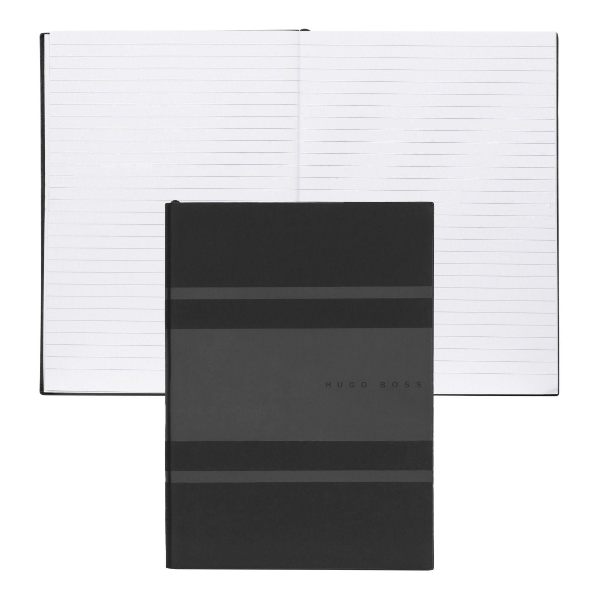 HUGO BOSS Essential Gear Matrix Black Lined A5 Notebook | HNH127AL | TIME Watches