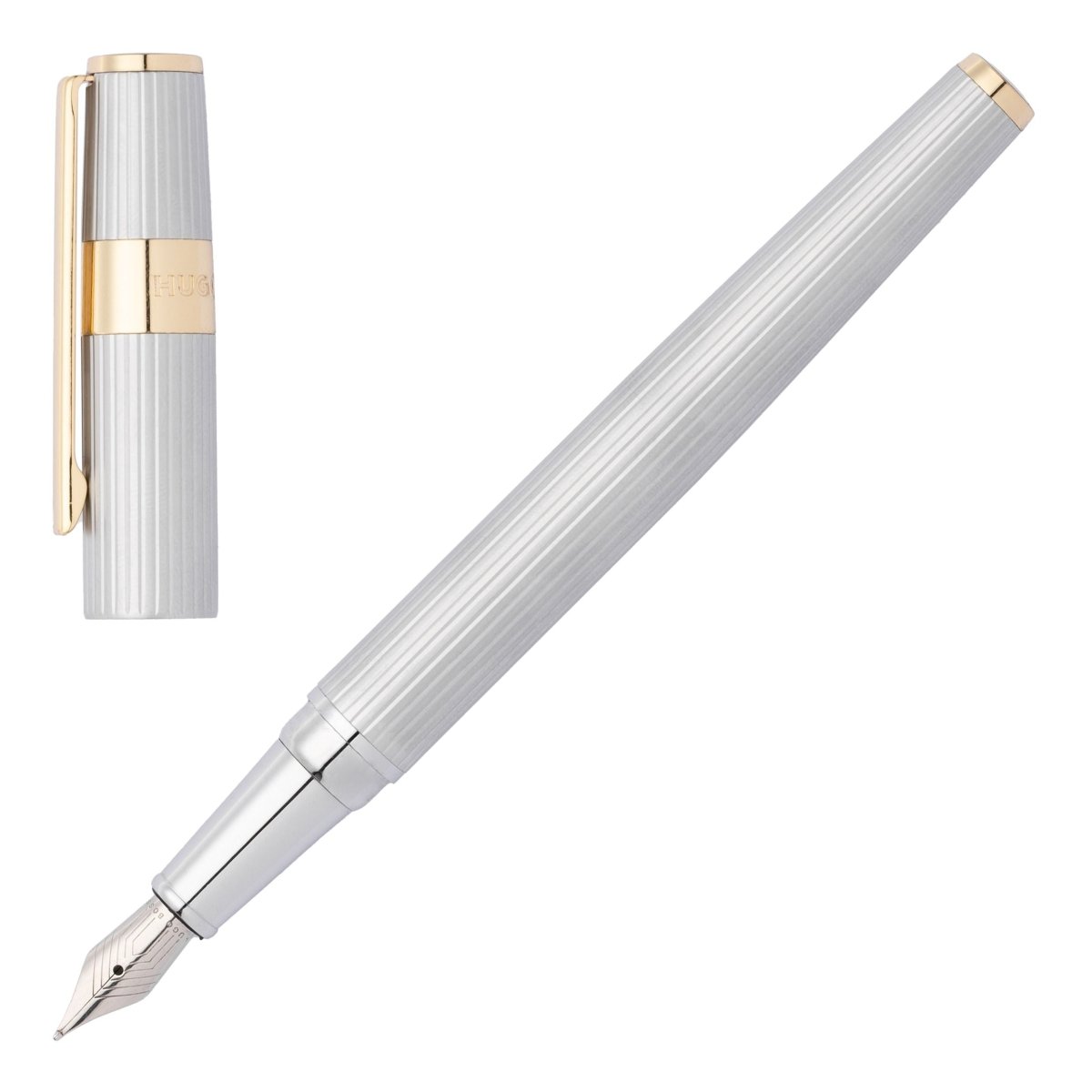 HUGO BOSS Fountain pen Gear Pinstripe Silver / Gold | HSV2852B | TIME Watches