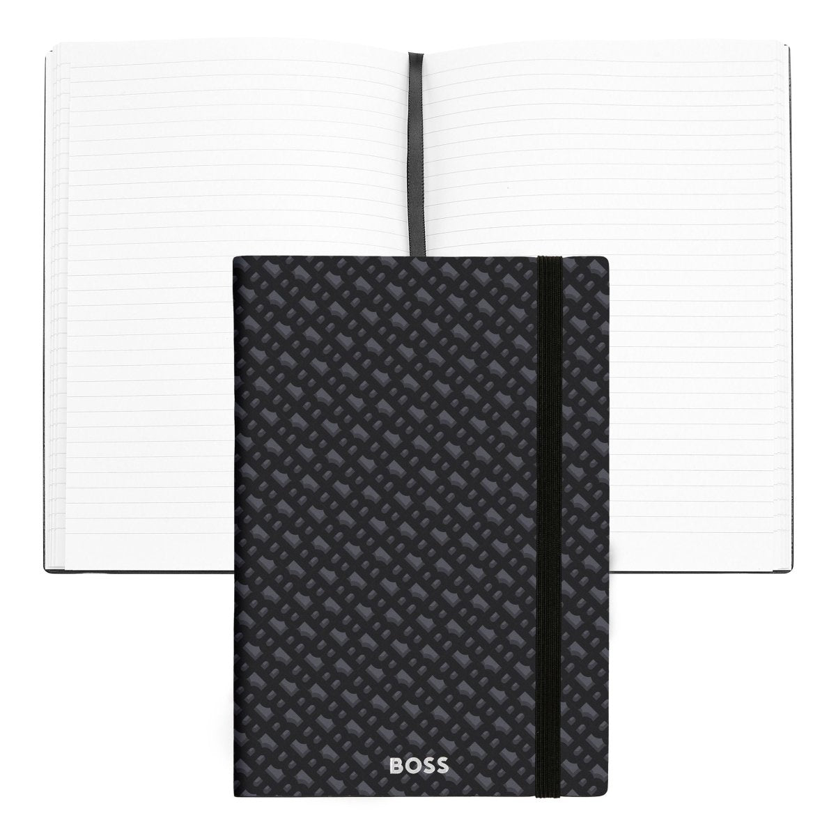 HUGO BOSS Monogram Grey Lined A5 Notebook | HNH412JL | TIME Watches