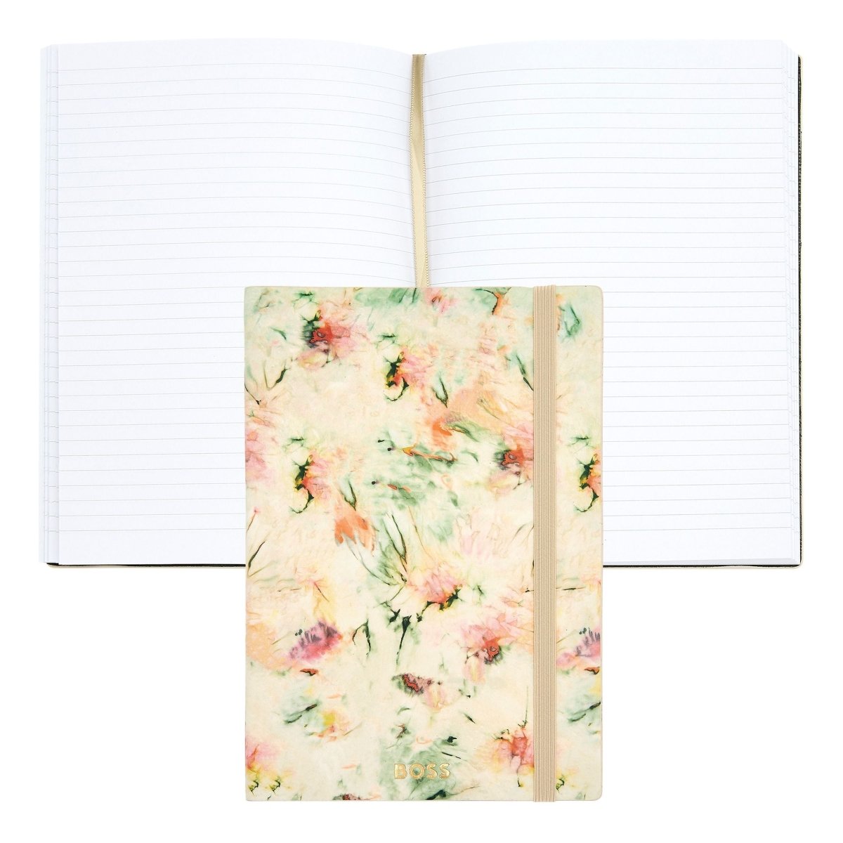 HUGO BOSS Tie - dye Flower Cream Lined A5 Notebook | HNH418GL | TIME Watches