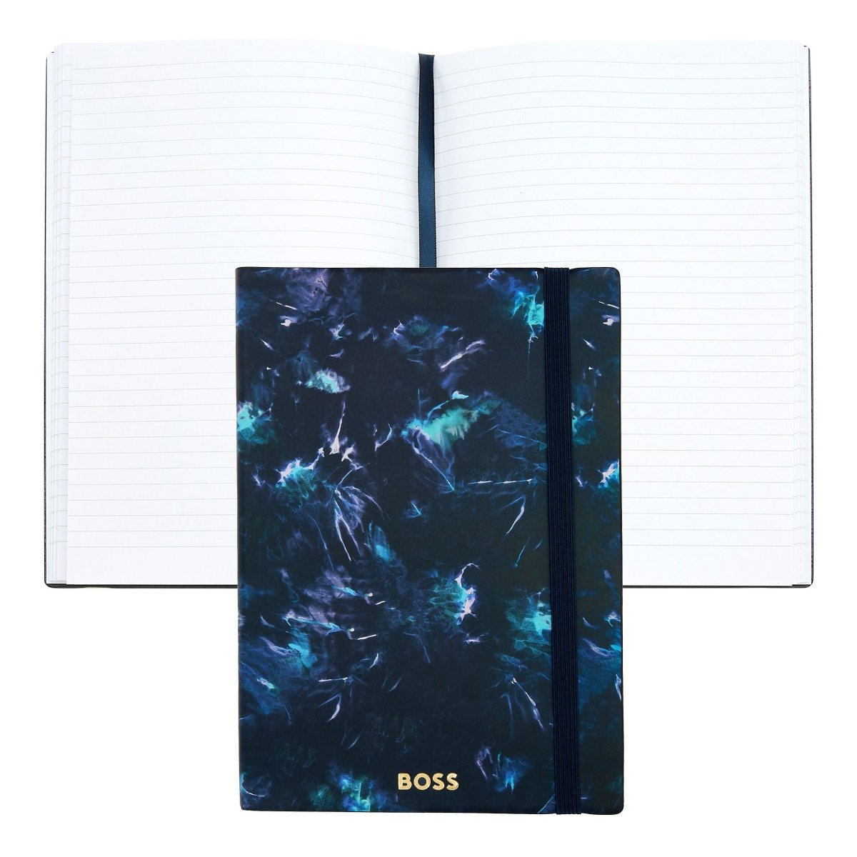 HUGO BOSS Tie - dye Flower Navy Lined A5 Notebook | HNH418NL | TIME Watches