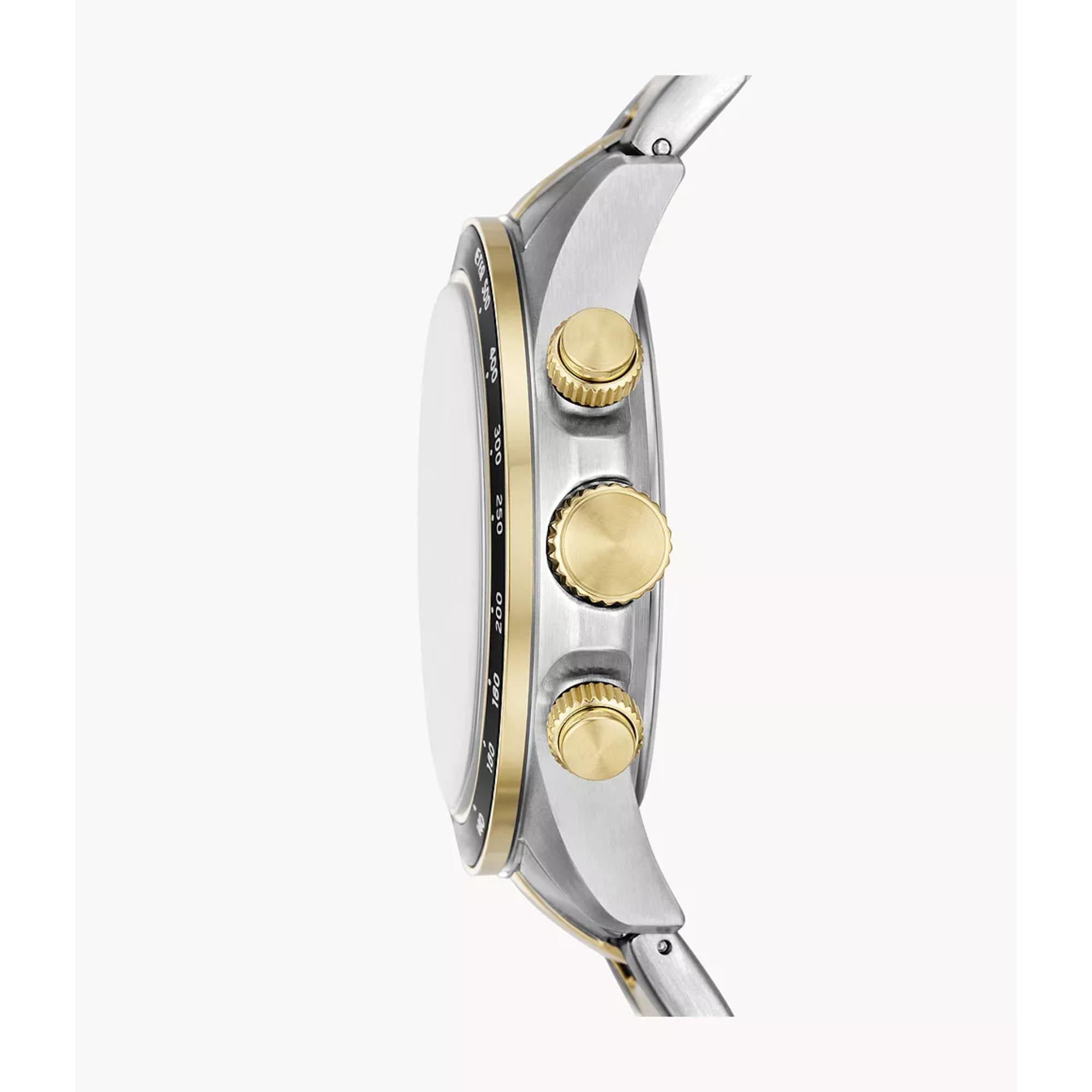 Fossil Autocross Quartz Chronograph Gold Dial Steel Strap Men's Watch FS6126