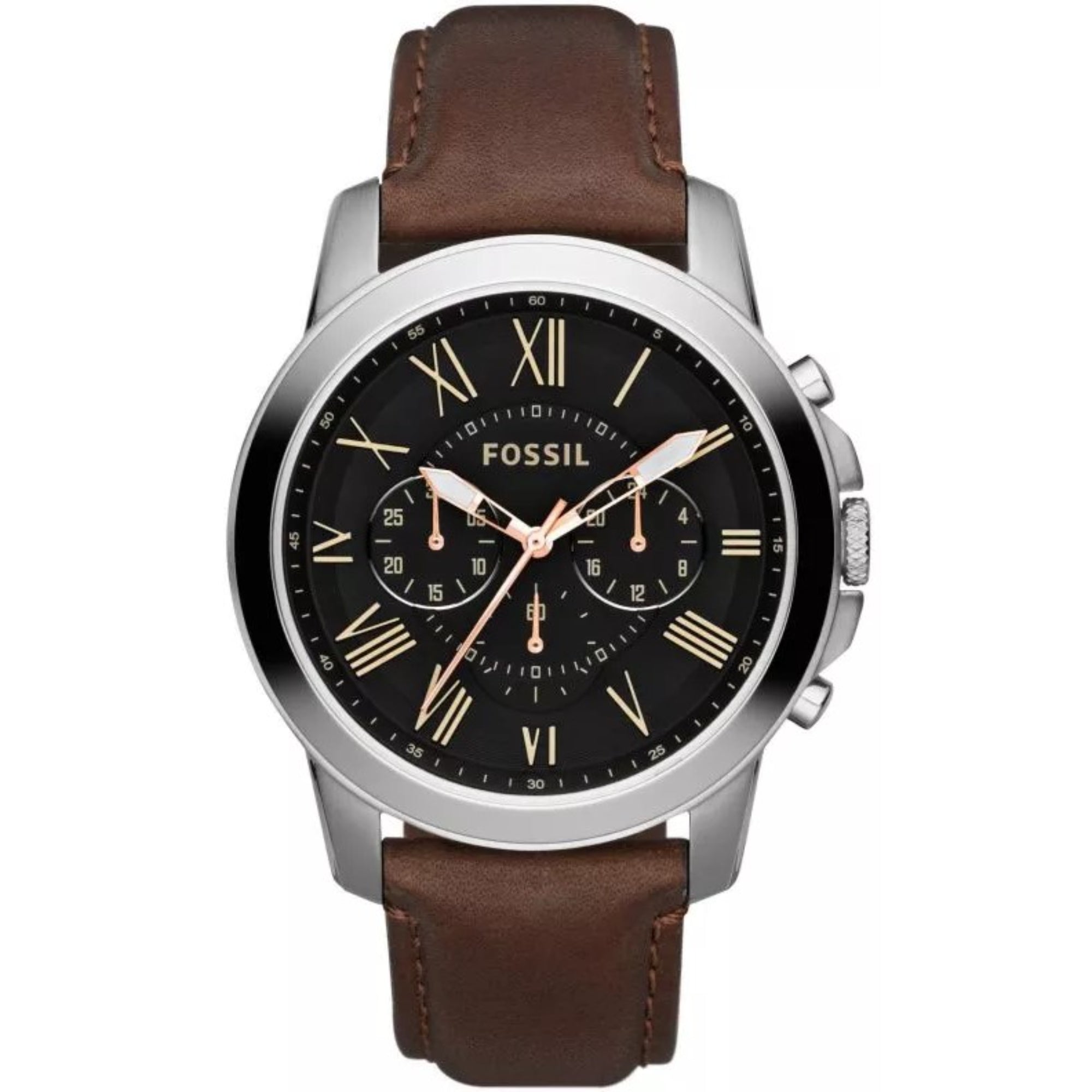 Fossil Grant Chronograph Brown Leather Black Dial Men’s Watch| FS4813