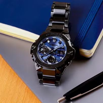 Casio G-Shock G-Steel Blue Dial and Black Steel Bracelet 50mm Men's Watch | GST-B400BD-1A2DR