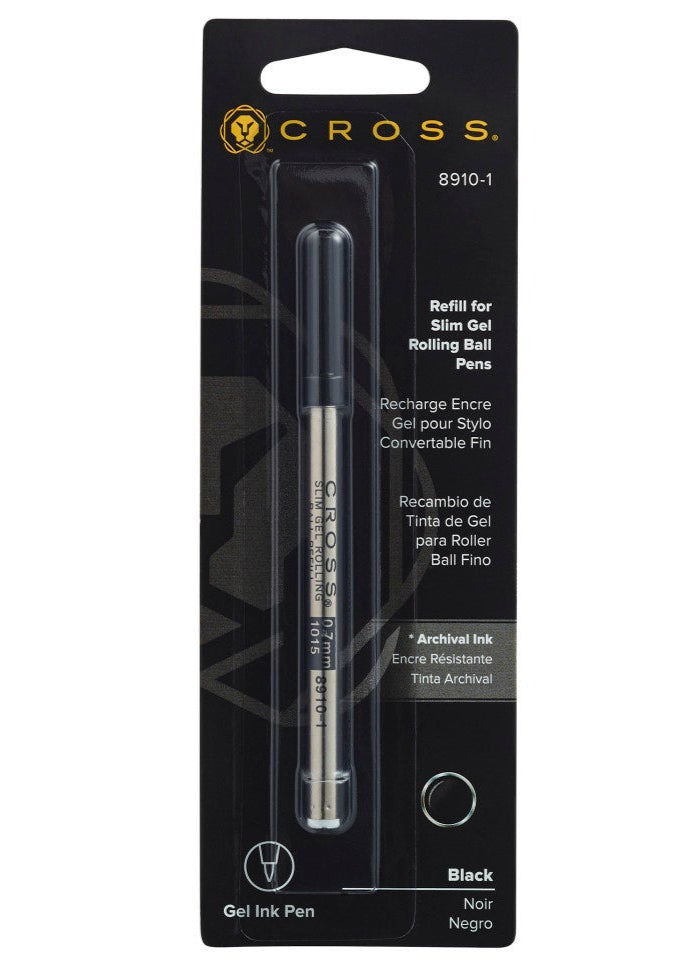 CROSS Slim Gel Rollerball Pen Refill - Black - Single Pack | 8910-1