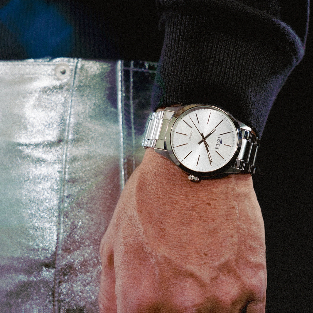 Lotus White Minimalist Stainless Steel Men's Watch | 15959/1